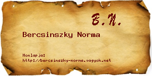 Bercsinszky Norma névjegykártya